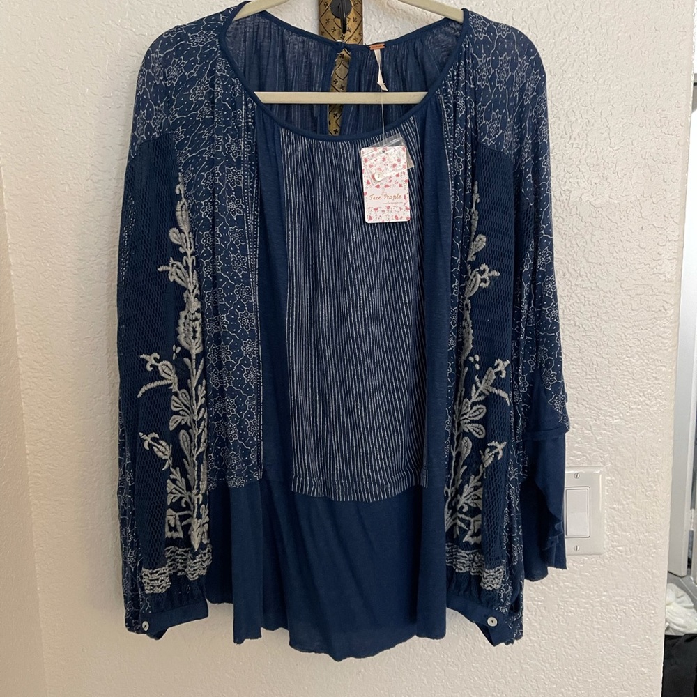 Blue free people top. Size medium.